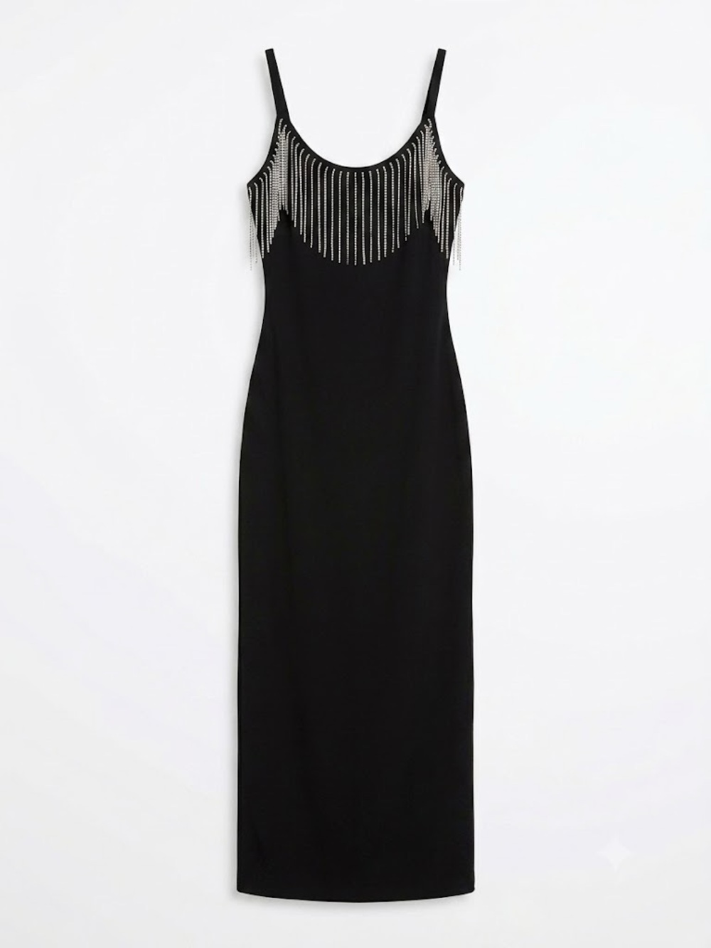 Black Beaded Fringe Slip Dress